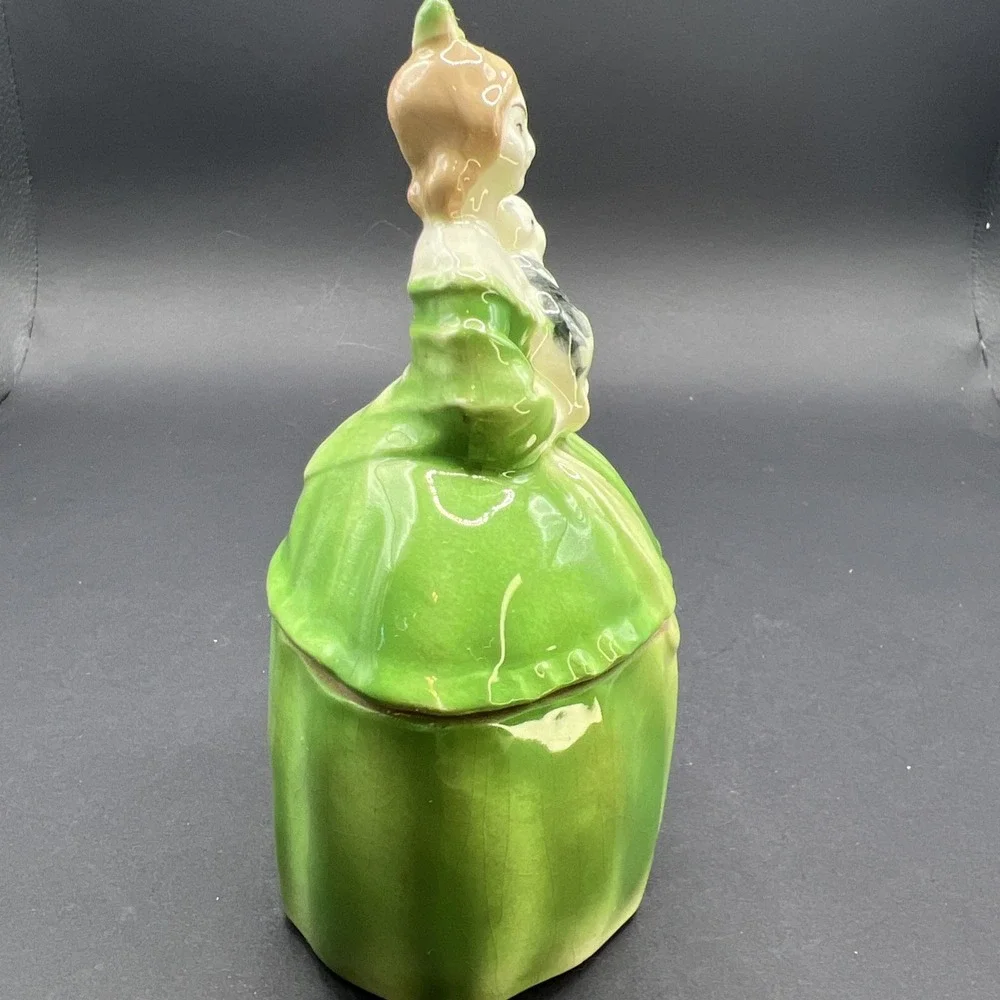 Art Deco Porcelain Half Doll Dresser‎ Box Powder Jar Coronet Trademarked Germany